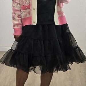 Black Petticoat TuTu Cosplay Rockabilly Tiered Convertible Skirt Dress